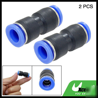 2 pcs 8MM to 8MM push in quick one touch round fittings