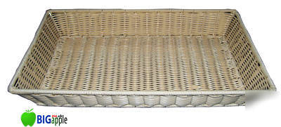 Heavy duty large rattan display basket 53 x 32 x 9 cm