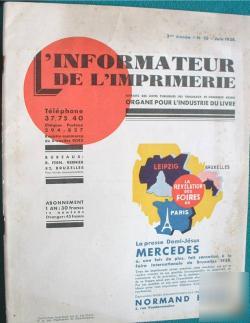 L'informateur l'imprimerie graphic arts in french 1938