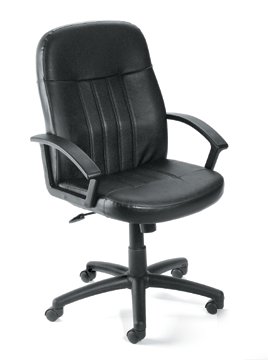 Mid back black leather plus computer office desk chair