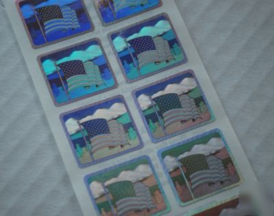 500 usa american flag hologram labels stickers seals