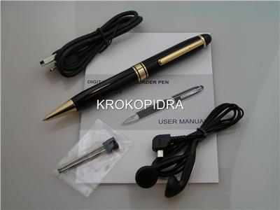 Digital pen voice recorder + MP3 player 23K gold plated