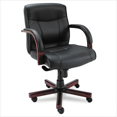 Madaris mid swivel tilt leather chair black mahogany