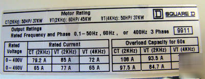 New tele. ATV66FD54N4 flux vector ac drive, 460V, 50HP 
