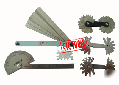 6 pcs protractor feeler gauge thread & radius gages D18
