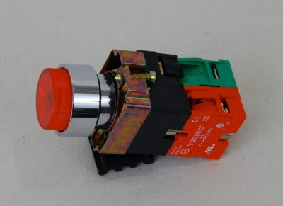 Altech push button oper, 22 mm. red, 110 v led proj hd