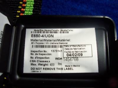 Miller duraflex E650-4/ugn full body safety harness