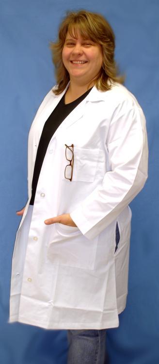 New white lab coat - size 48 w pockets dacron cotton 