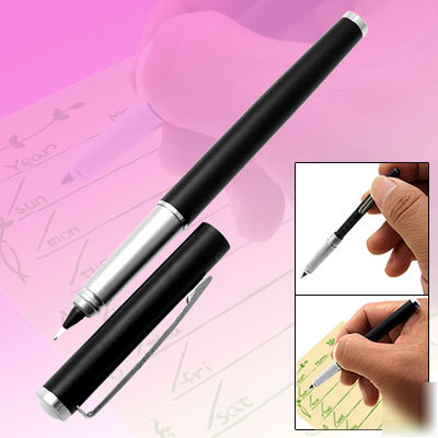 Silvery clip black smooth ink writing fountain pen