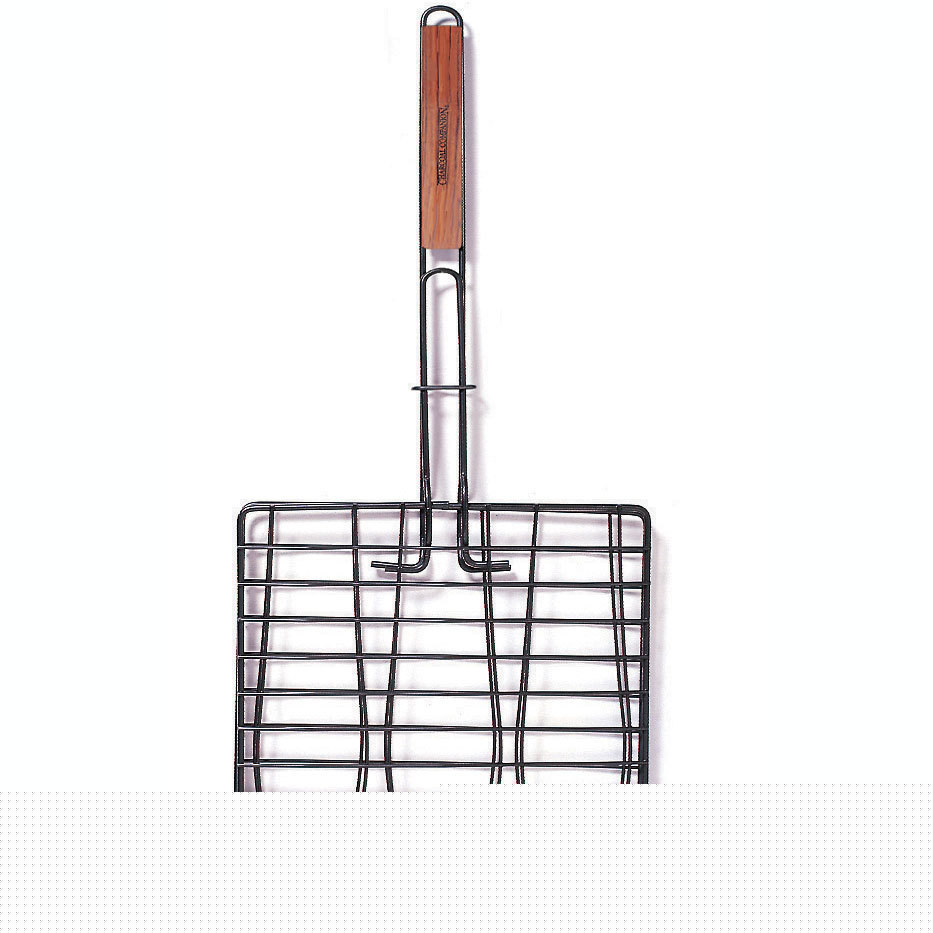 Triple fish grilling basket rosewood handle non-stick