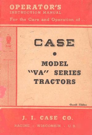2 case va vac vao vah tractor manual operator part book