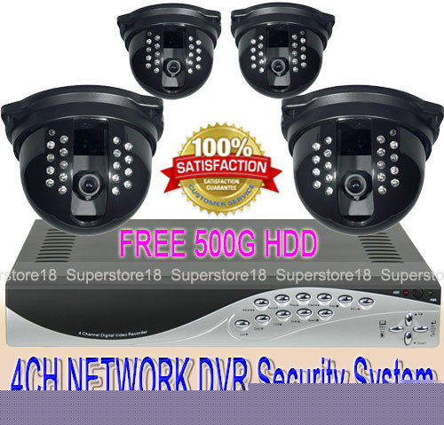 4CH 500GB NETWORK4 18IR dome camera security dvr system
