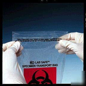 Biohazard laboratory speciman collection bags 6 x 9 bag
