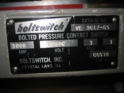 Bolt loc bolted pressure switch vl 3612 G5 3000 amp gnd
