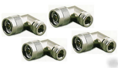 N male to n female right angle rf coax adapter 4-pack