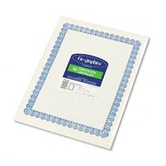Parchment paper certificates 8-1/2 x 11 blue conventi