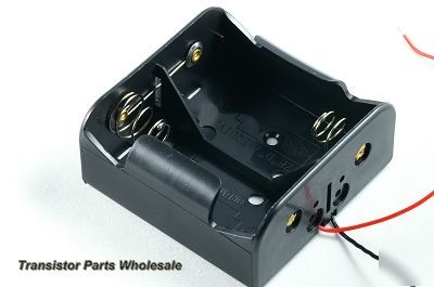 Pkg 8, 2 x d batteries battery holder case box w leads