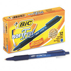 Retractable ballpoint pen,fine point,blue barrel/blue i