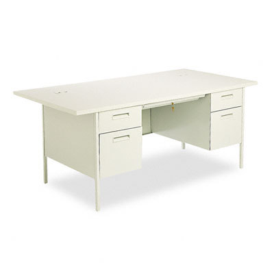 Metro classic series double pedestal desk light gray