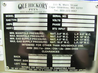 New ole hickory pits smoker model el-ec propane *** ***
