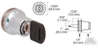 Chrome plated lock for cabinet glass doors 