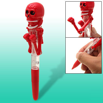 Red skull funny boxing ballpoint pen with red glow eyes
