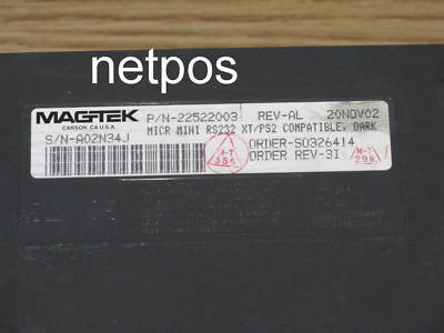 Magtek check reader with power supply + RS232 cable