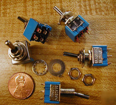 Miniature toggle switch - 5 pack - dpdt - on-off-on