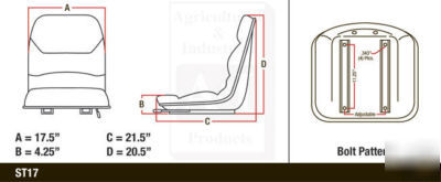 Allis-chalmers high back tractor seat a-CS128-1V black