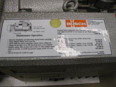 Busch vacuum pump RC0040 & toshiba 2 hp 3 phase motor 