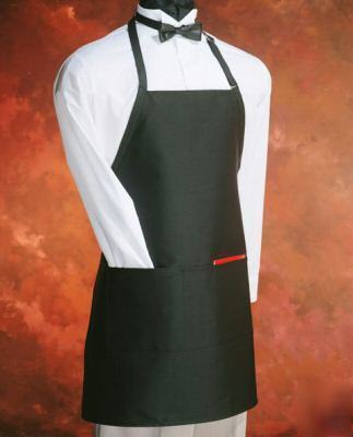 New bib apron black w/3 pockets waiter 28X30 free ship