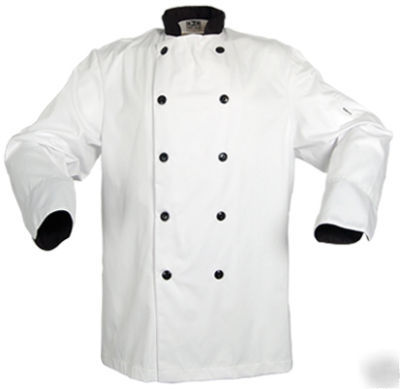 Bls chef gear- black trimmed chef coat