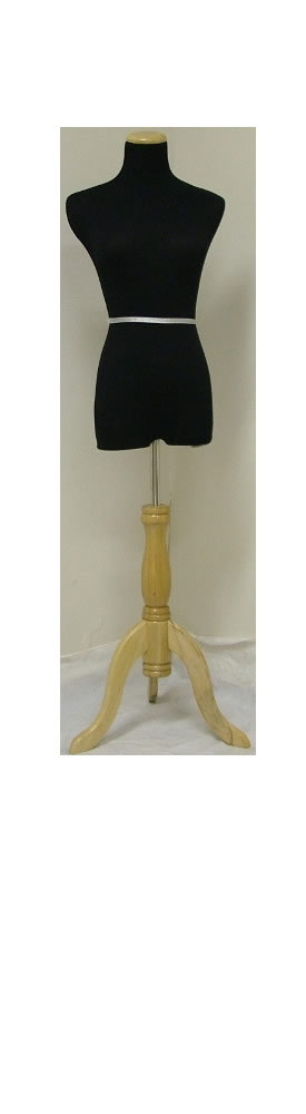 French dress form tabletop/tripod mannequin & wood base