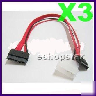 New 3X 4-pin ide to 15 pin sata hdd power adapter cable