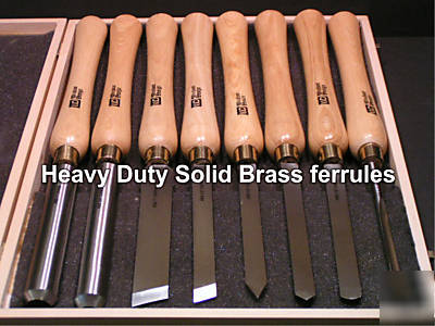 New 8PC ash wood lathe chisel set M2 high speed steel
