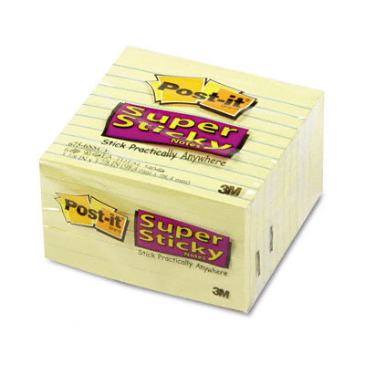 Super sticky notes canary yellow six 90-sheet pads/pack