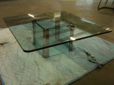 Knoll style-low table-glass and chrome