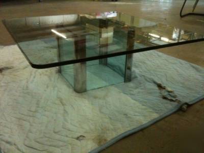 Knoll style-low table-glass and chrome