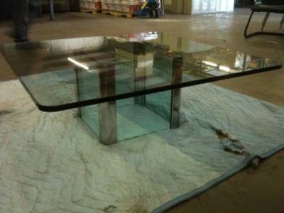 Knoll style-low table-glass and chrome
