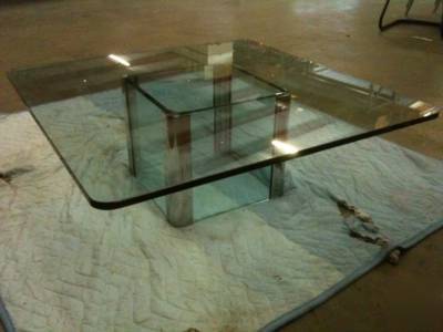Knoll style-low table-glass and chrome
