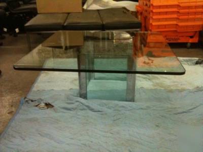 Knoll style-low table-glass and chrome