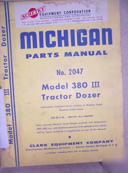 Michigan 380 iii tractor dozer parts manual 2047 w