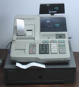 Sharp electronic cash register model er-2385 w/drawer