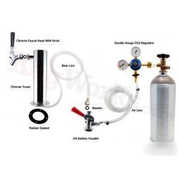 Single chrome tower kegerator draft beer kit us sankey