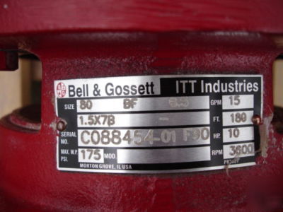 Bell & gossett 10HP series 80 circulation booster pump 