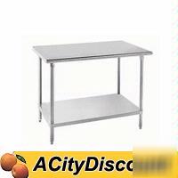 30X60 stainless worktable w galvanized legs, undershelf