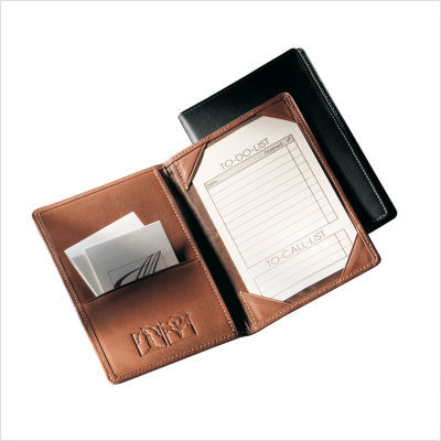 Foldover note jotter black, leather: florentine napa
