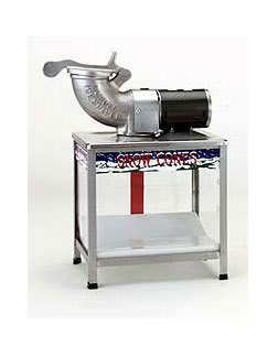 Snow cone machine with base, ice shaver