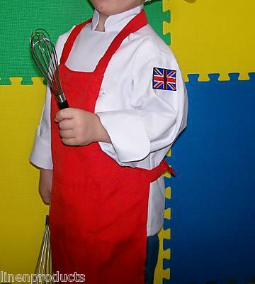 Coat chef jacket +apron+ hat+flag +name embroidery kids