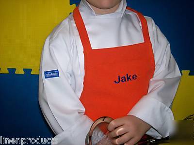 Coat chef jacket +apron+ hat+flag +name embroidery kids